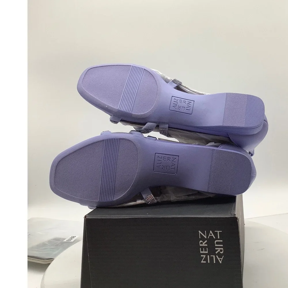 Naturalizer Sicily Lavender Rhinestone Flat Sandals Square Toe Ankle Strap NEW 6